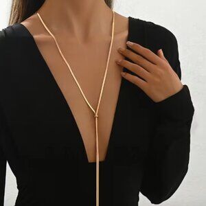 18k Gold Plated Stainless Steel Y-Shaped Chain Necklace